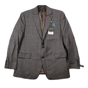 Lauren Ralph Lauren‎ Wool Suit Jacket Mens 44L 44 Brown w/Blue $450